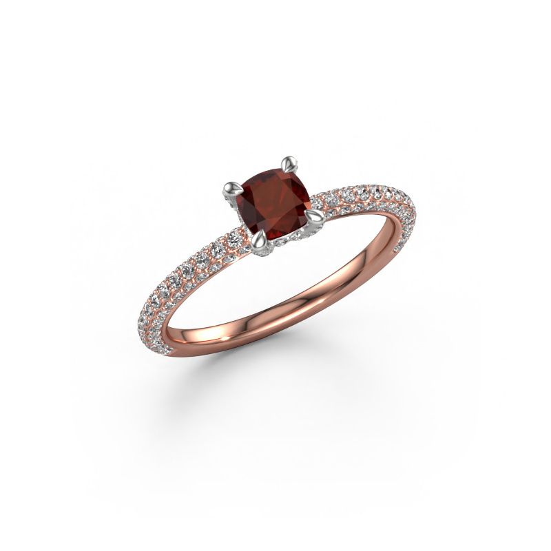 Verlobungsring Saskia 2 CUS 585 Roségold Granat 4.5 mm