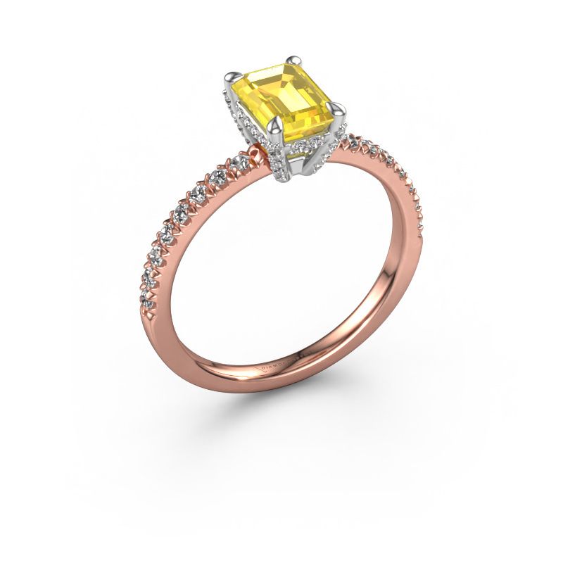 Verlobungsring Saskia EME 1 585 Roségold Gelb Saphir 7x5 mm