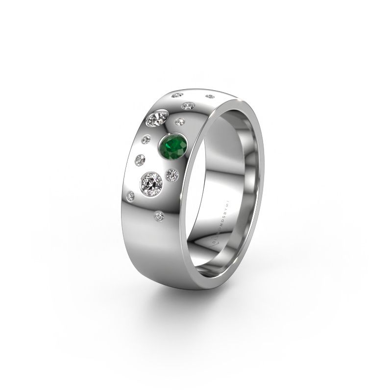 Trouwring WH0141L26BP 950 platina smaragd ±7x2 mm