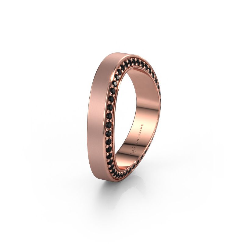 Trouwring WH2029AM 585 rosé goud zwarte diamant ±5x2.2 mm
