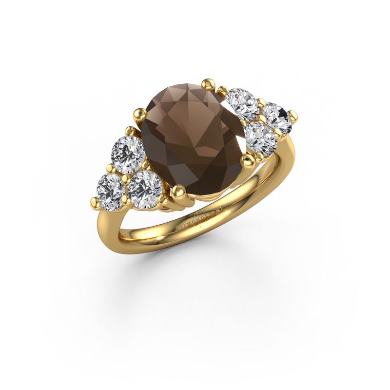 Engagement ring Serenity OVL 585 gold smokey quartz 11x9 mm