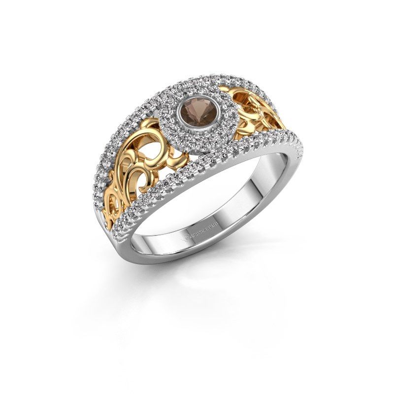 Image of Ring Lavona<br/>585 white gold<br/>Smokey quartz 3.4 mm