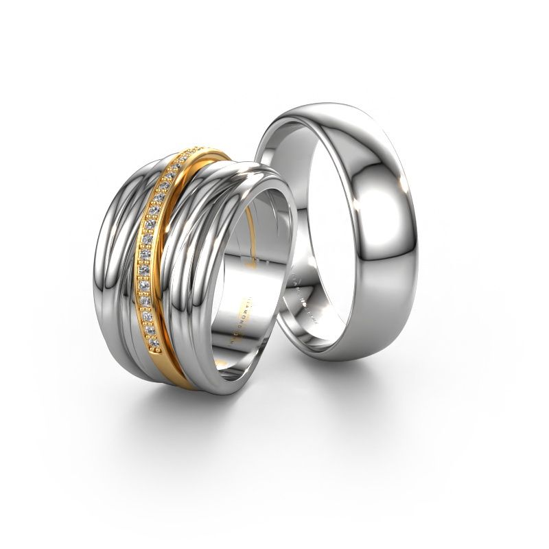 Eheringe set WHS003LM36AP ±13x3 mm 14 Karat Gold Diamant 0.005 crt