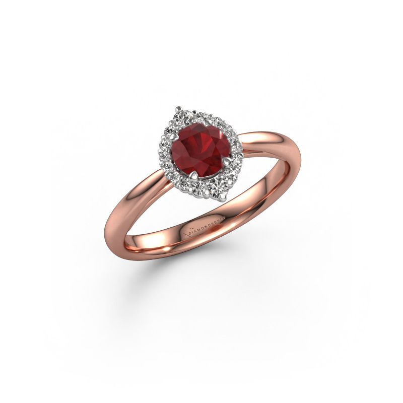 Verlovingsring Tora 585 rosé goud robijn 5 mm