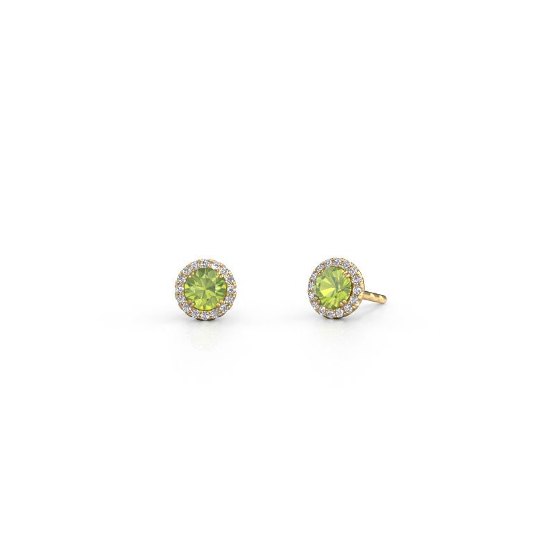 Earrings Seline rnd 585 gold peridot 4 mm