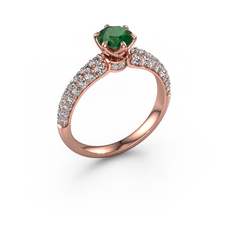 Verlovingsring Meryl 585 rosé goud smaragd 5.7 mm