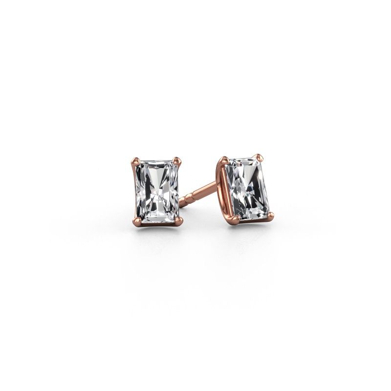 Pendientes de botón Sam RAD 585 oro rosa diamante de laboratorio 1.30 crt