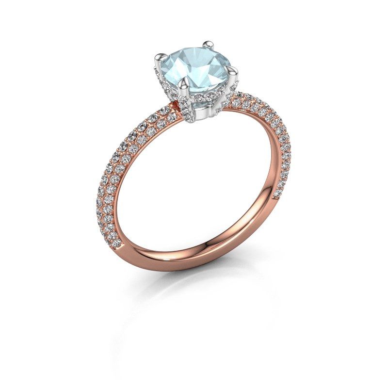 Image of Engagement ring saskia rnd 2<br/>585 rose gold<br/>Aquamarine 6.5 mm