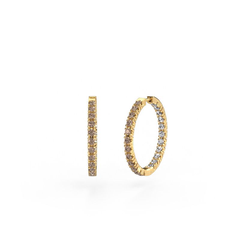 Créoles Miki 20mm 585 or jaune diamant brun 1.38 crt