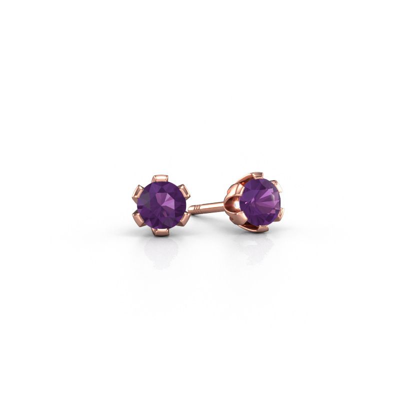 Oorstekers Julia 585 rosé goud amethist 4 mm
