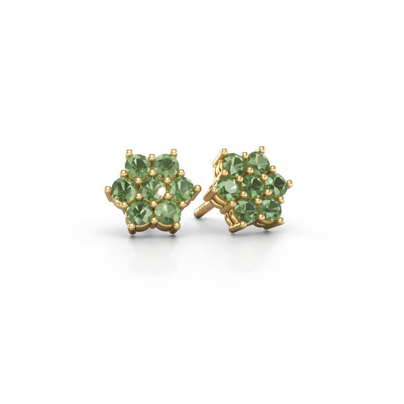 Clous d'oreilles Bonita 585 or jaune vert tourmaline 2.4 mm