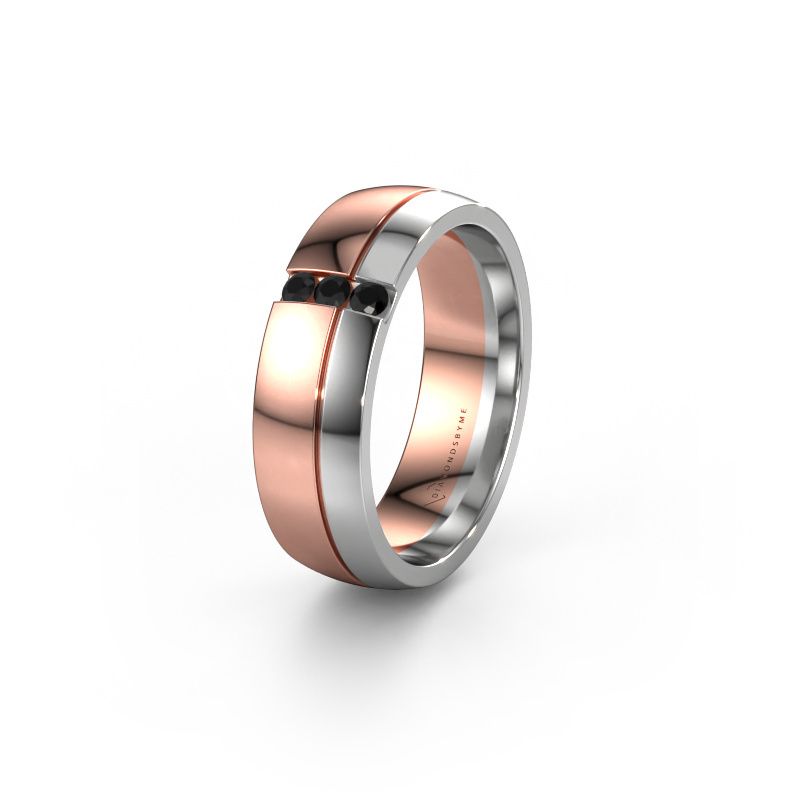 Wedding ring WH0223L56A 585 rose gold black diamond ±0.24x0.07 in