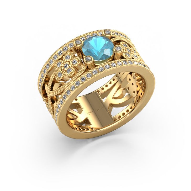 Ring Severine 585 gold blue topaz 6 mm