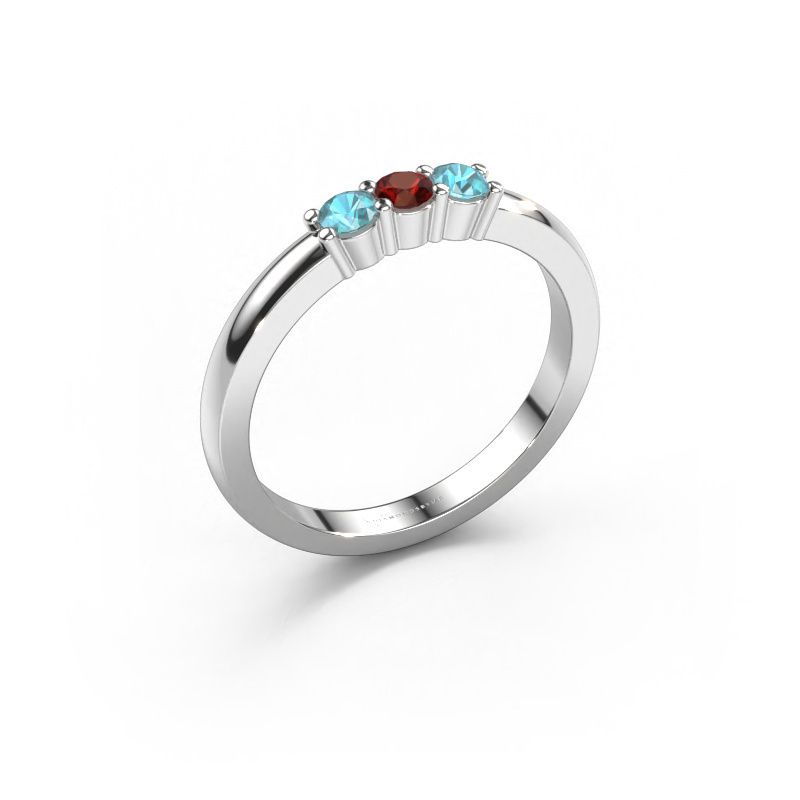 Bague Yasmin 3 585 or blanc grenat 3 mm
