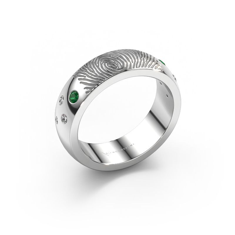 Wedding ring Minke 585 white gold ±6x2.3 mm emerald