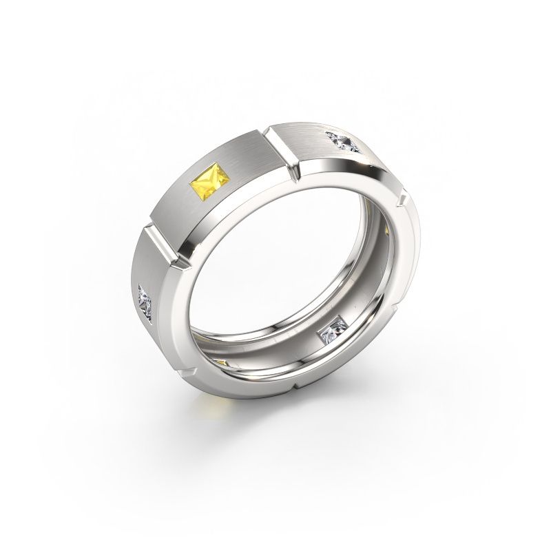 Herrenring Steve light 950 Platin Gelb Saphir 3 mm