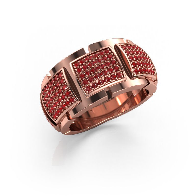 Ring Laura 585 rosé goud robijn 1 mm