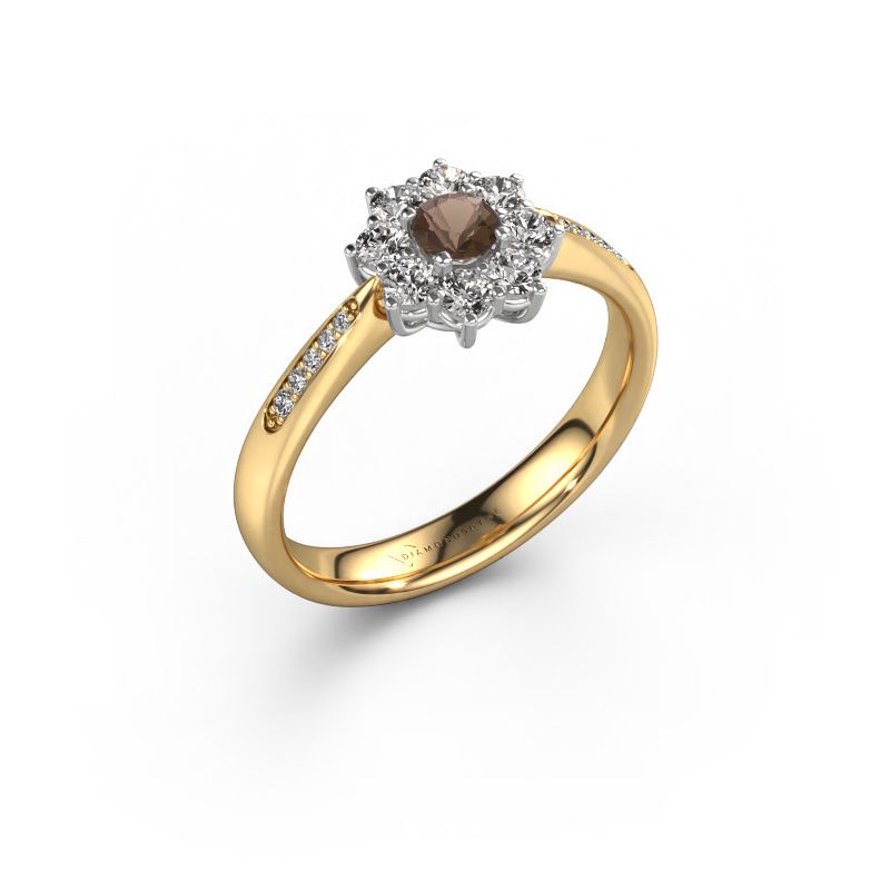Engagement ring Carolyn 2 585 gold smokey quartz 3.4 mm