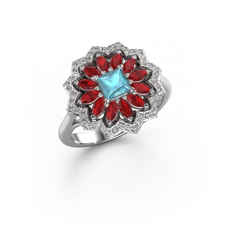 Verlobungsring Franka 950 Platin Blau Topas 4 mm