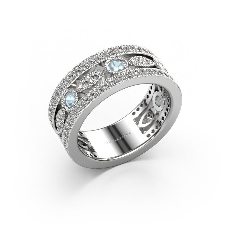 Ring Jessica 585 witgoud aquamarijn 2.5 mm