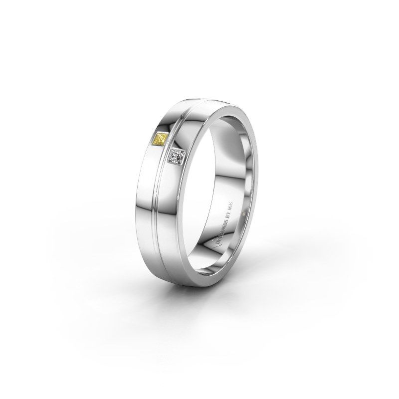 Image of Wedding ring WH0231L25BP<br/>950 platinum ±5x2 mm<br/>Yellow sapphire
