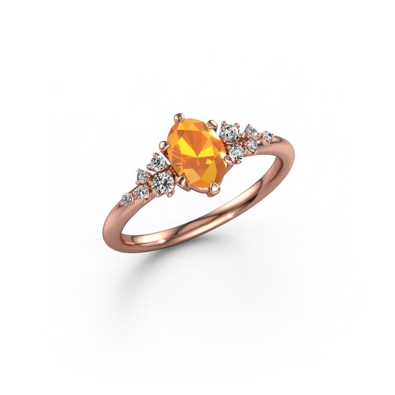 Ring Royce OVL 585 rosé goud citrien 7x5 mm