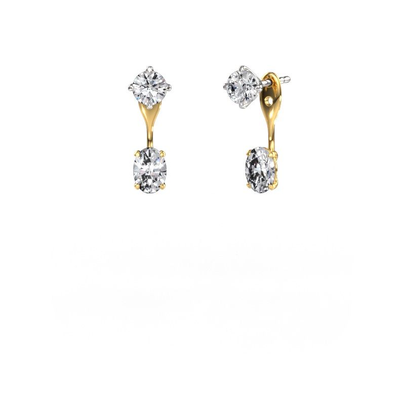 Drop earrings Kate RND-OVL 585 white gold diamond 2.40 crt