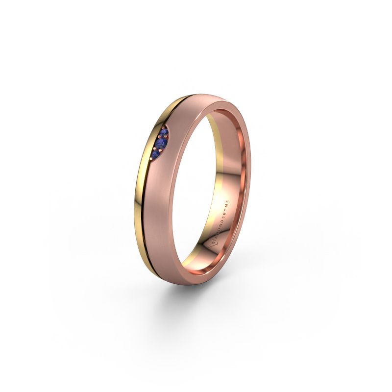 Trouwring WH0334L24X 585 rosé goud saffier ±4x1.5 mm
