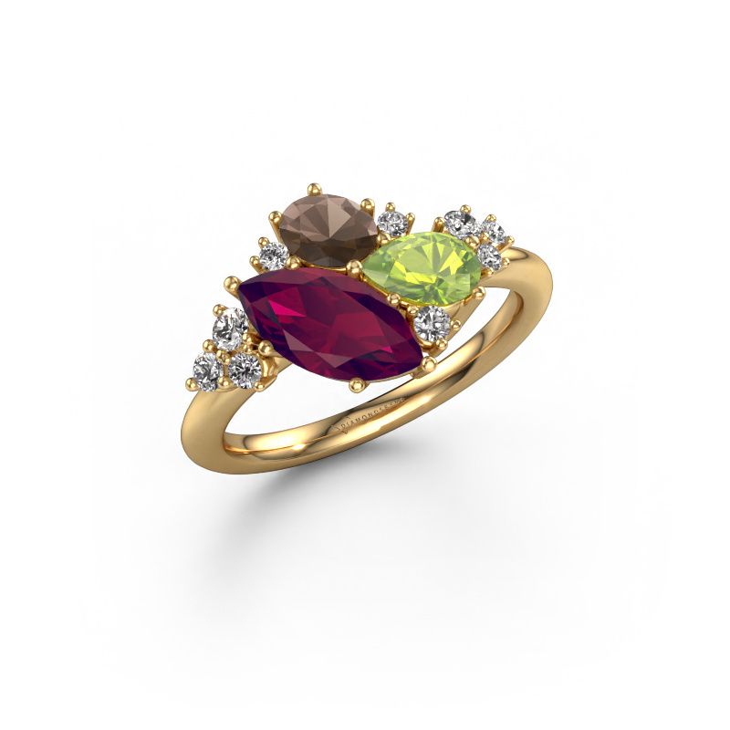 Ring Amanda 585 gull rhodolitt 10x5 mm