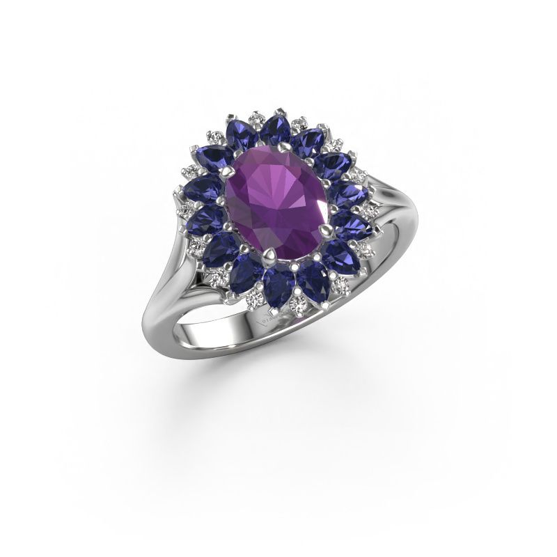 Bague de fiançailles Lidia 950 platine améthyste 8x6 mm
