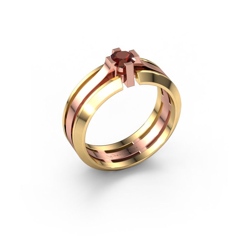Bague pour homme Sem 585 or rose grenat 4.7 mm