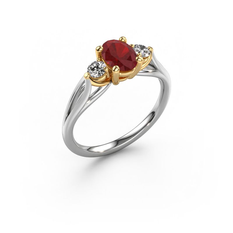 Verlobungsring Amie OVL 585 Weißgold Rubin 7x5 mm