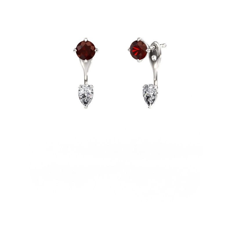 Drop earrings Kate RND-PER 585 white gold garnet 5 mm