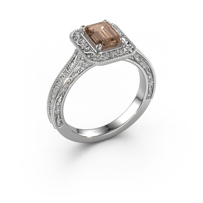 Verlovings ring Alice EME 950 platina bruine diamant 1.35 crt