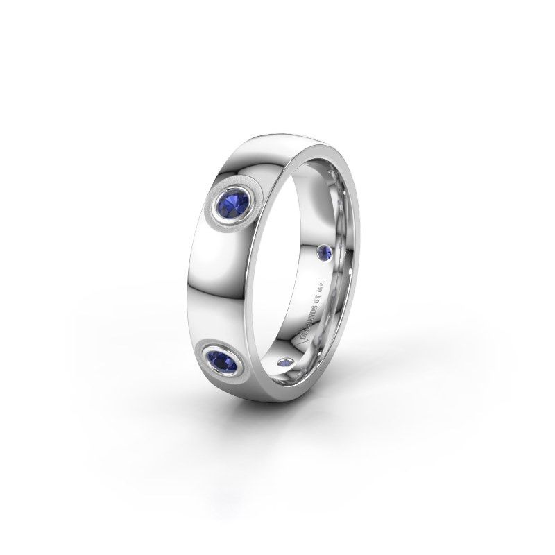 Afbeelding van Trouwring WH0139L25BP 585 witgoud saffier ±5x2 mm