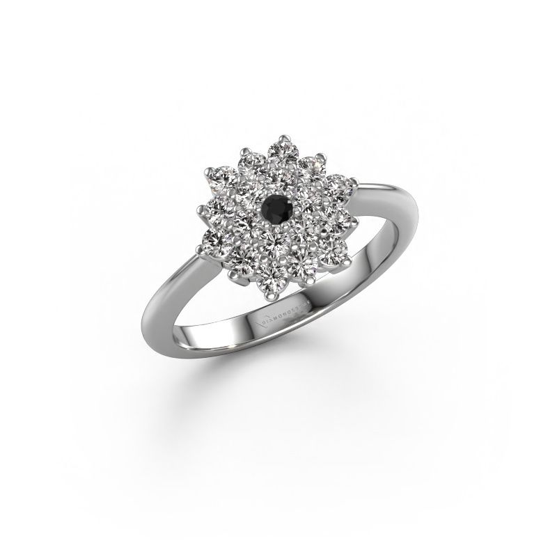 Verlovingsring Vickey 585 witgoud zwarte diamant 0.036 crt