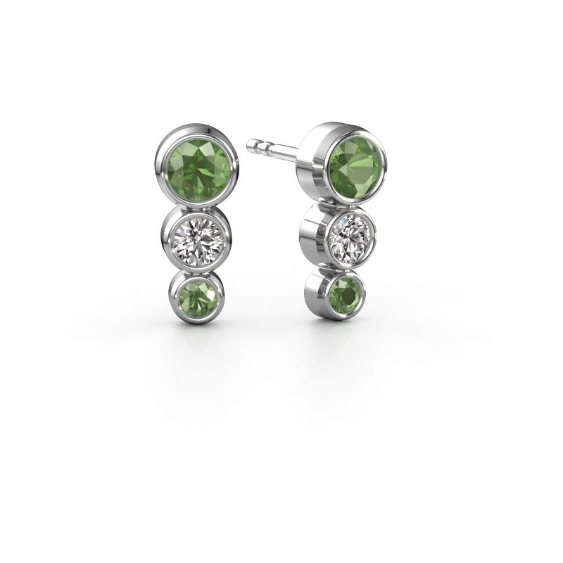 Stud earrings Linda 950 platinum tourmaline green 4 mm
