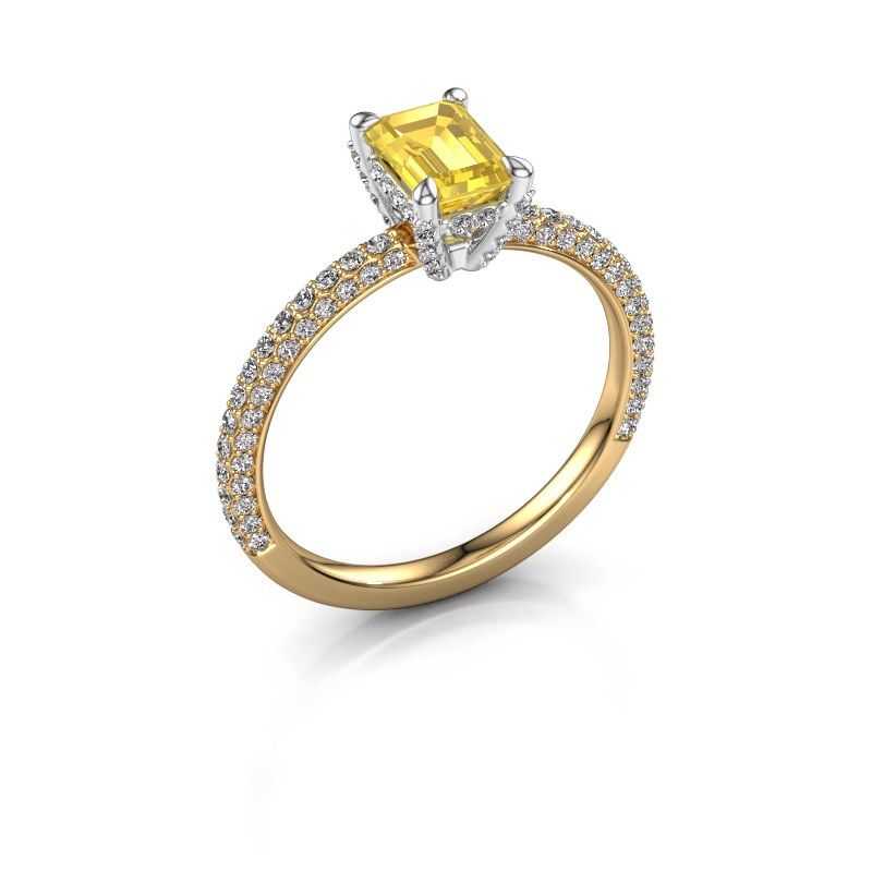 Image of Engagement ring saskia eme 2<br/>585 gold<br/>Yellow sapphire 6.5x4.5 mm
