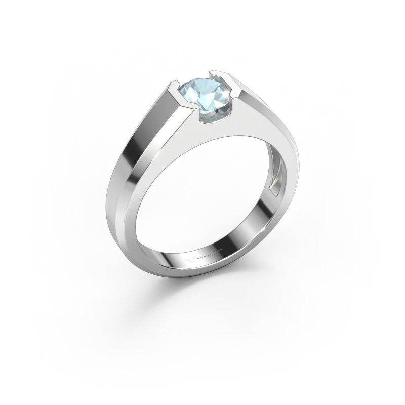 Bague pour homme Indigo 950 platine aigue-marine 6 mm