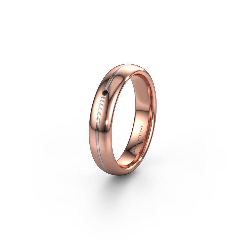 Trouwring WH2142L34A 585 rosé goud zwarte diamant ±4x1.7 mm