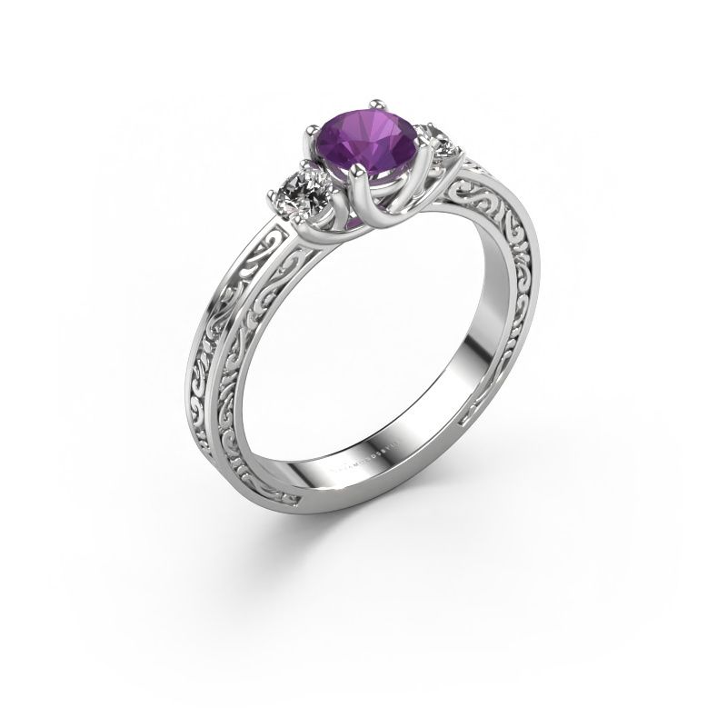 Verlobungsring Betty 1 585 Weißgold Amethyst 5 mm