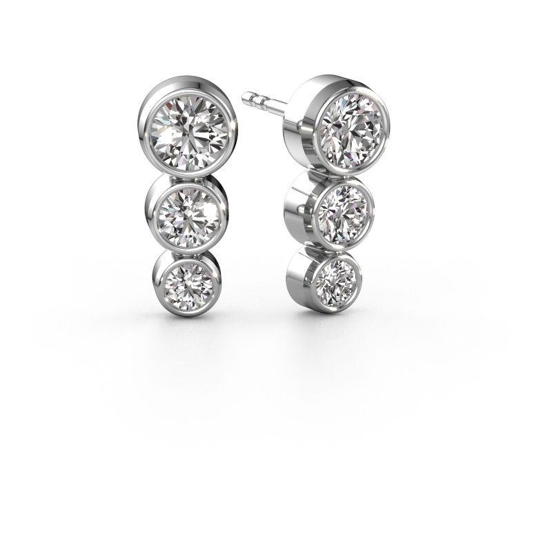 Clous d'oreilles Linda 585 or blanc diamant 0.85 crt