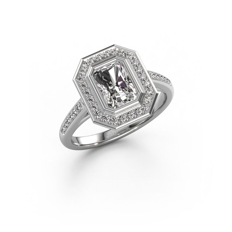 Verlovingsring Noud 2 RAD 585 witgoud custom diamant 7x5 mm