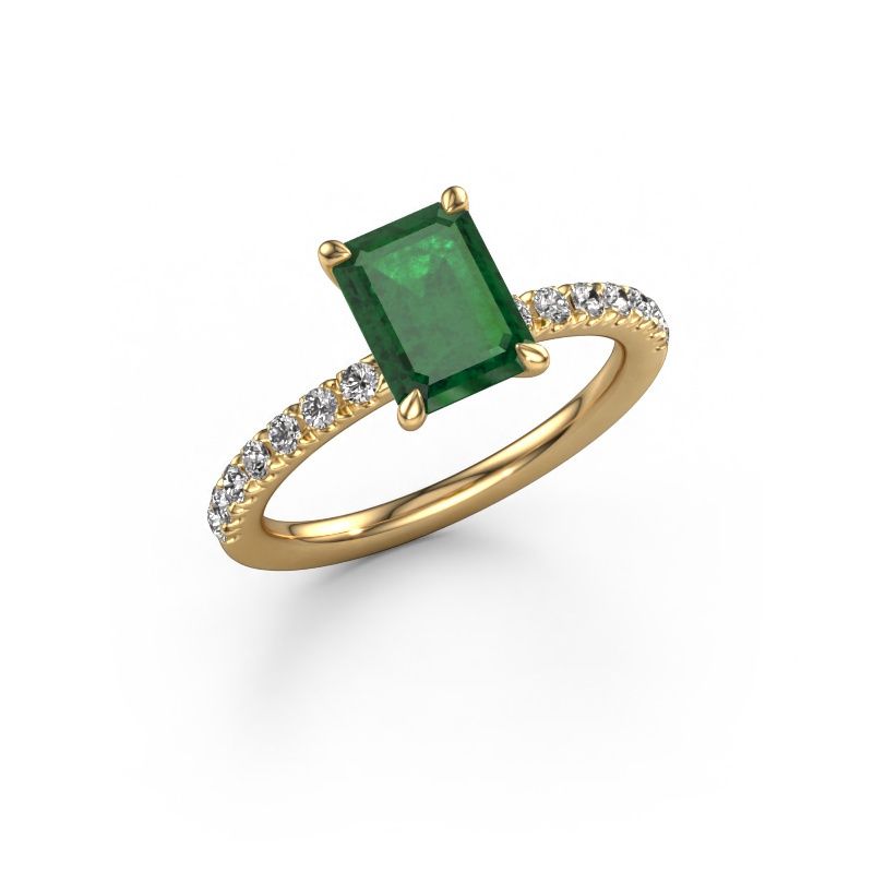 Engagement ring Crystal EME 2 585 gold emerald 8x6 mm
