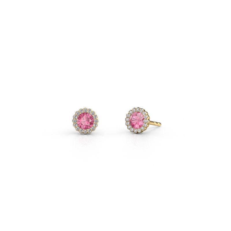 Earrings Queen 585 gold pink sapphire 4.2 mm