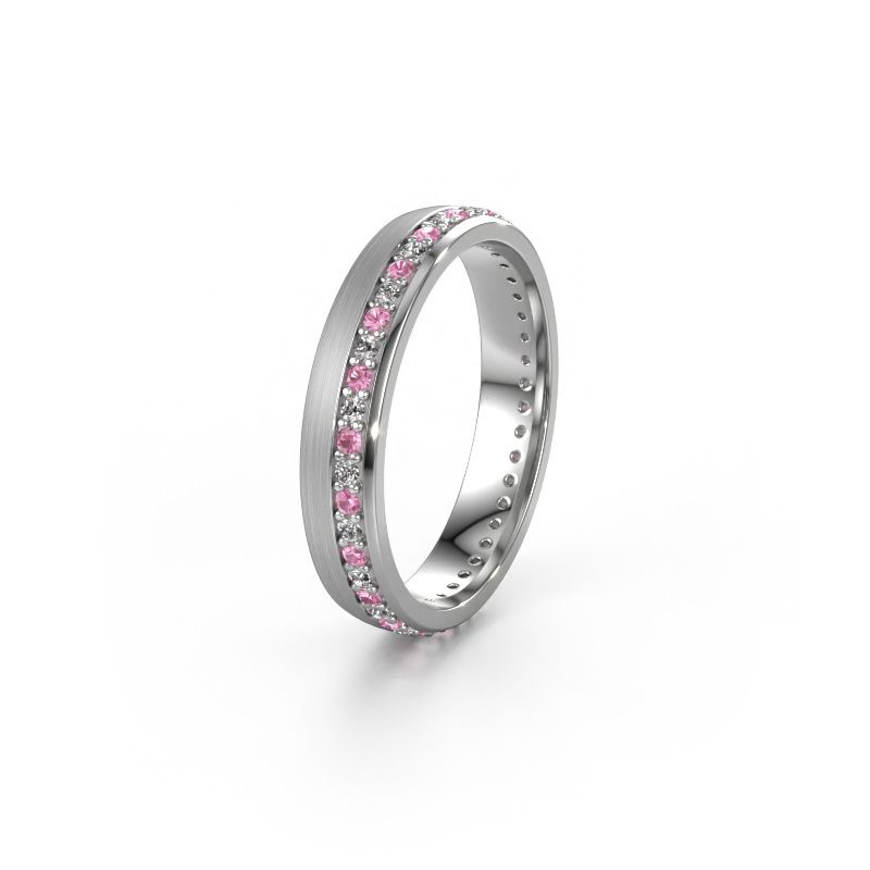 Image of Wedding ring WH0303L24AM 950 platinum pink sapphire ±4 x 1.7 mm
