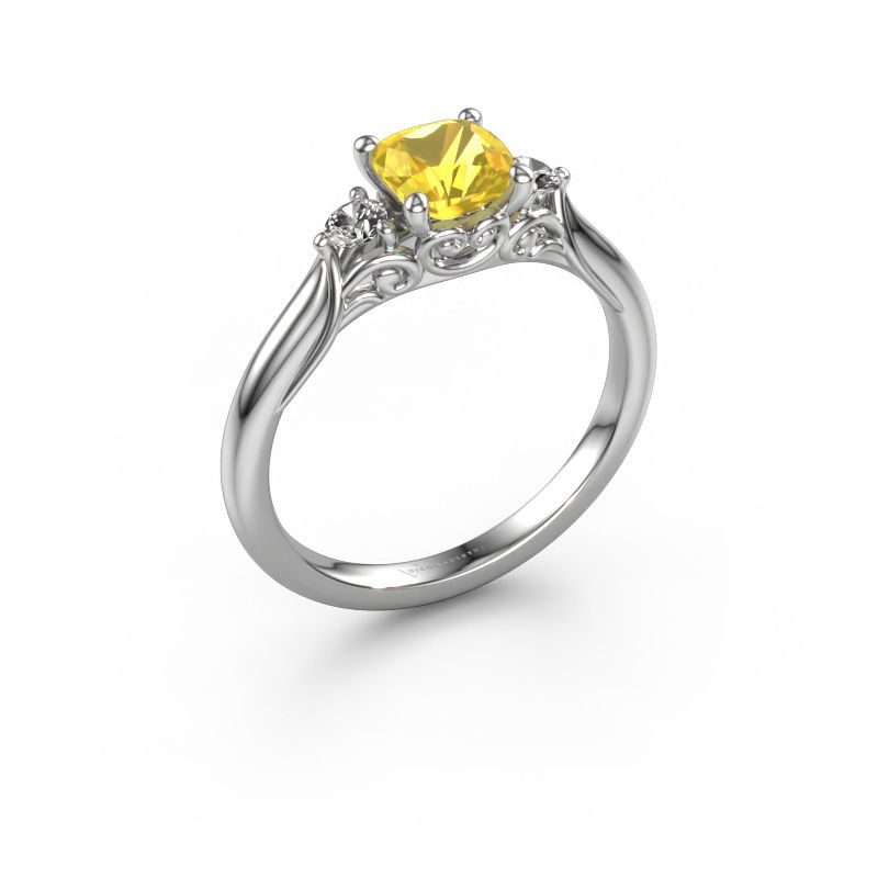 Bague de fiançailles Laurian CUS 950 platine saphir jaune 5.5 mm
