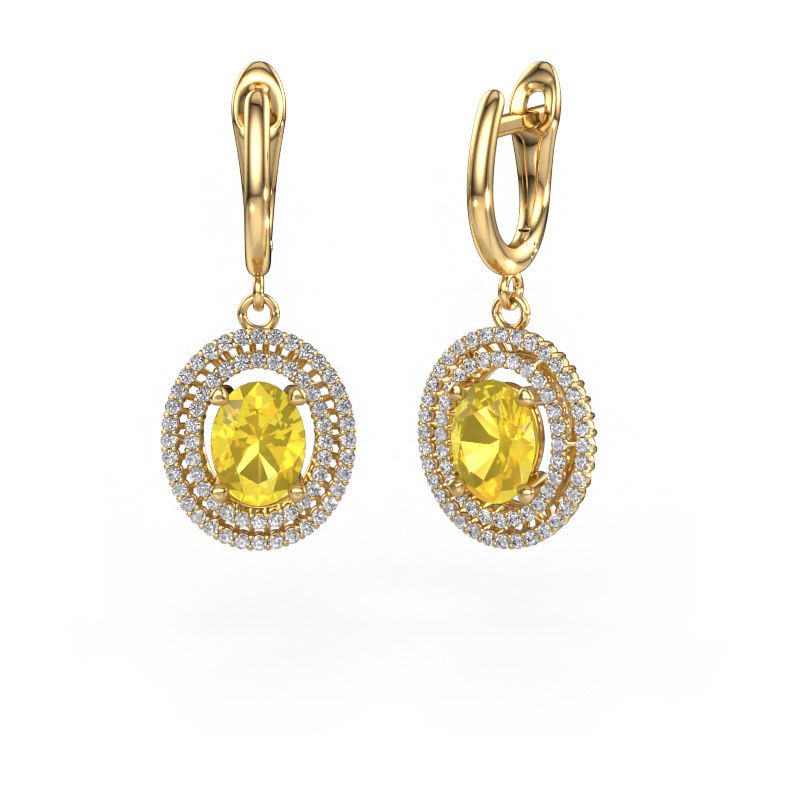 Pendants d'oreilles Karren 585 or jaune saphir jaune 8x6 mm