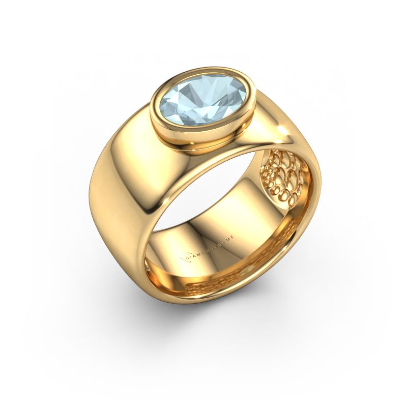 Bague Anouschka 585 or jaune aigue-marine 8x6 mm
