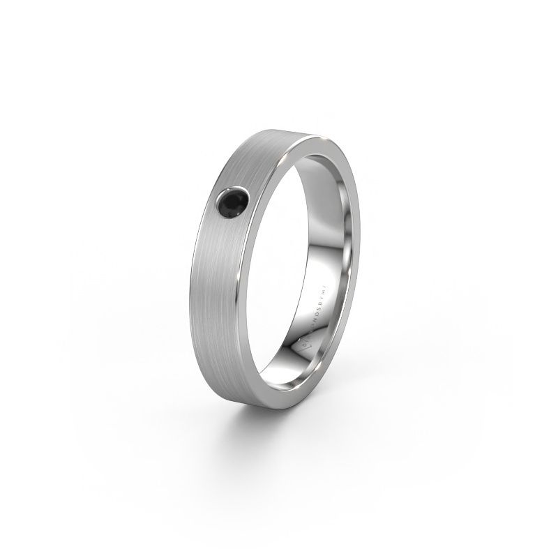 Wedding ring WH0101L14AM 585 white gold black diamond ±4x1.7 mm